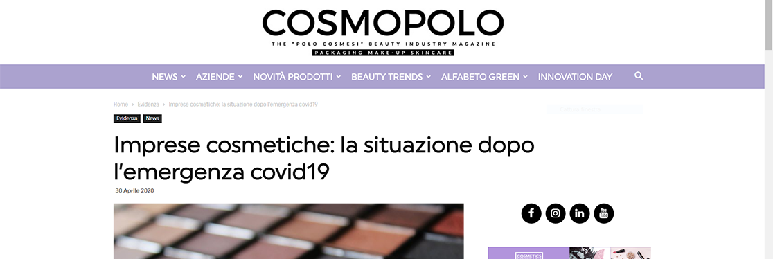 Cosmopolo – “Imprese cosmetiche: la situazione dopo l’emergenza covid19”
